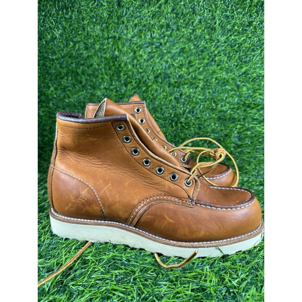 Red Wing Shoes Moc Toe Heritage Boots Men 7.5 D Orange Leather Ankle Work Boots
